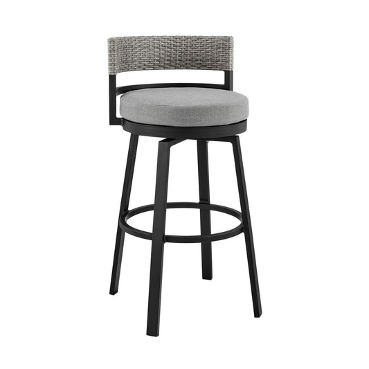 Ella Patio Barstool | 30" | Swivel | Aluminum | Gray, Black