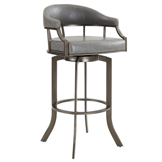 Blake Barstool | 30" | Swivel | Faux Leather | Metal Legs | Gray