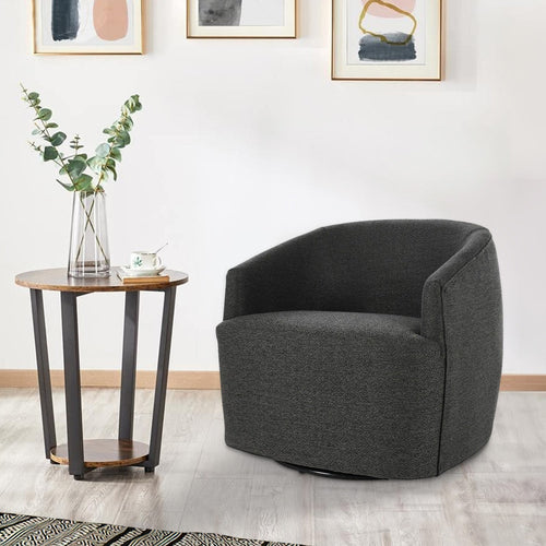 Swivel Chair | 29" | Curved Back | Sloped Arms | Gray Upholstery