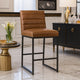 Vinn Modern Counter Stool | 26" | Channel Tufted | Brown Vegan Faux Leather
