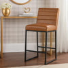 Vinn Modern Counter Stool | 26" | Channel Tufted | Brown Vegan Faux Leather