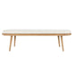 Eli 60 Inch Modern Rounded Bench, Polyester, Splayed Legs, Brown, White By Casagear Home
