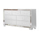 Eli Modern Wood Dresser | 57" | 7 Drawers | Mirrored Edges | White
