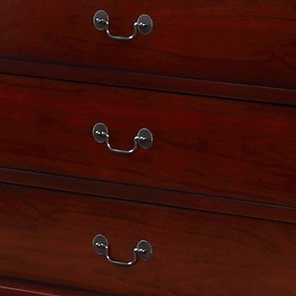 Liam 58 Inch 6 Drawer Wood Dresser Molded Trim Drop Handles Cherry Brown By Casagear Home BM283193