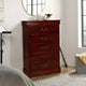 Liam Wood Tall Dresser Chest | 48" | 5 Drawers | Molded Trim | Cherry Brown