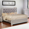Eli Crystal Tufted Queen Bed | LED | Mirrored Inlays | Gray Velvet Wood