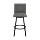 Aron 30 Inch Bar Height Swivel Stool Vegan Faux Leather Gray Black By Casagear Home BM283258