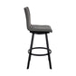 Aron 30 Inch Bar Height Swivel Stool Vegan Faux Leather Gray Black By Casagear Home BM283258