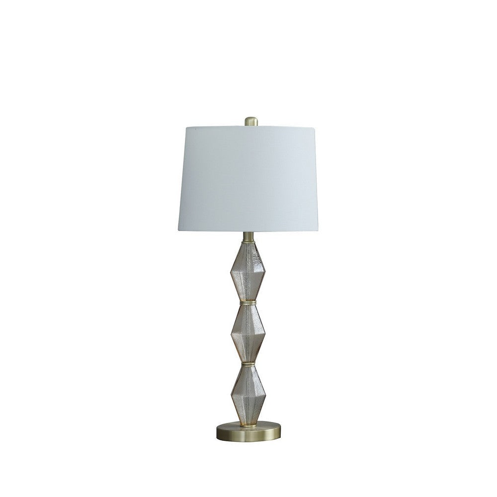 Ruth Accent Table Lamp | 30" | Glass Diamond Pedestal Base | White Gold