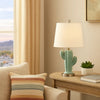 Accent Table Lamp | 22" | Cactus Design Body | Metal Base | Blue White