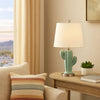 Accent Table Lamp | 22" | Cactus Design Body | Metal Base | Blue White