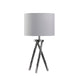 Accent Table Lamp | 27" | Hardback Fabric Drum Shade | White Silver Chrome