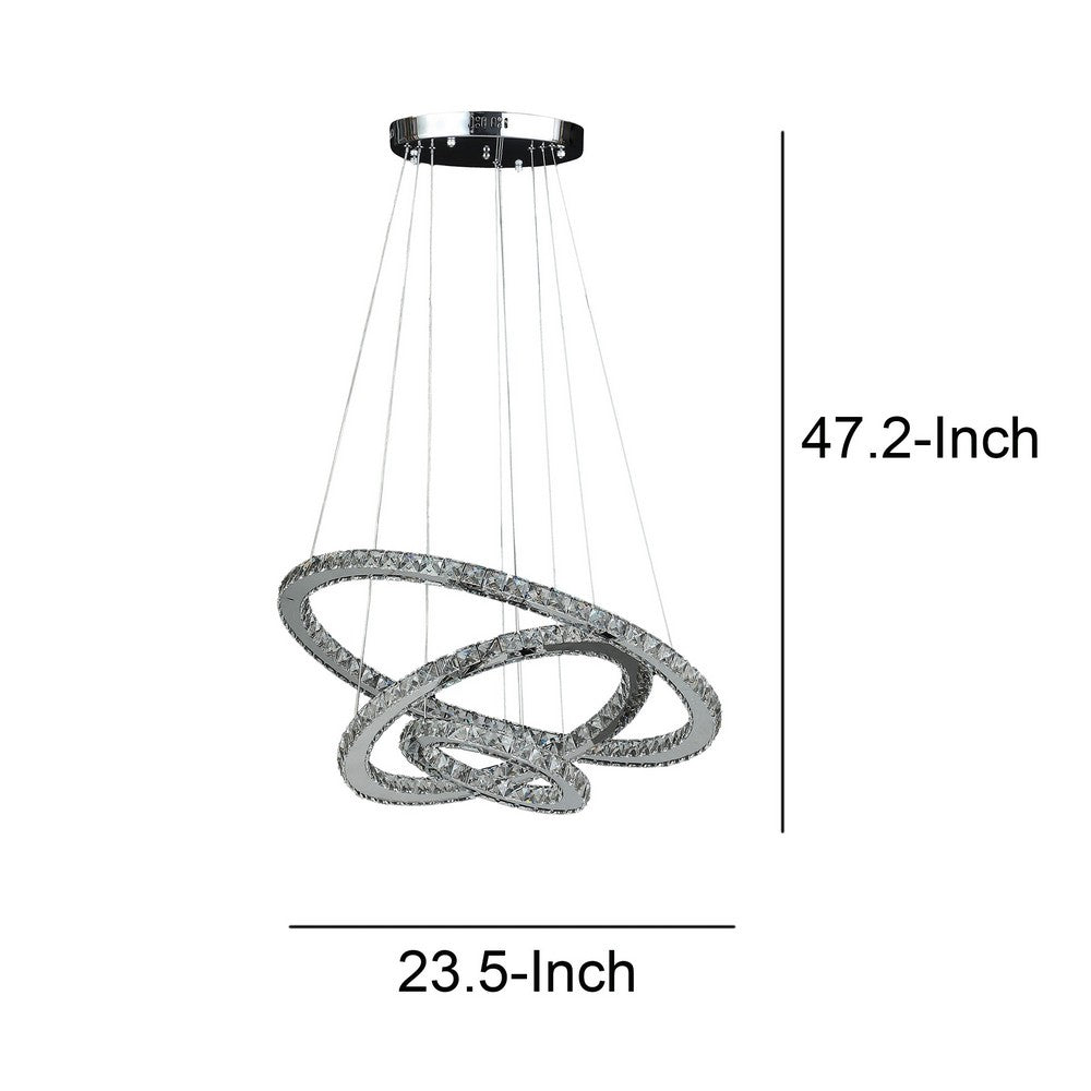 Adjustable Chandelier | 12-47" | Offset Circle Design | Silver Chrome