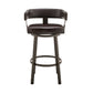 Jack 26 Inch Counter Height Bar Stool Swivel Chair Faux Leather Brown By Casagear Home BM283286