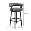 Jack 26 Inch Counter Height Bar Stool Swivel Chair Faux Leather Gray By Casagear Home BM283288