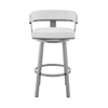 Jack 26 Inch Counter Height Bar Stool Swivel Chair Faux Leather White By Casagear Home BM283290