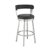 Emma 30 Inch Bar Height Swivel Stool, Steel Legs, Vegan Faux Leather, Black By Casagear Home