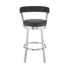 Emma 30 Inch Bar Height Swivel Stool Steel Legs Vegan Faux Leather Black By Casagear Home BM283293