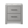 Finley 25 Inch Rustic Wood Nightstand, 2 Drawer, Marble Top, Gray, White By Casagear Home