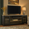 Ashley 83 Inch TV Entertainment Media Console, 2 Door, Wood, Glass, Black, Brown