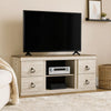 Rustic TV Media Console | 60" | Round Handles | Wood | White