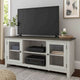 TV Entertainment Console | 60" | 2 Glass Doors | Farmhouse | White Gray