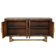 72 Inch Mango Wood Sideboard Buffet 2 Cabinet Diamond Pattern Brass Base BM283450