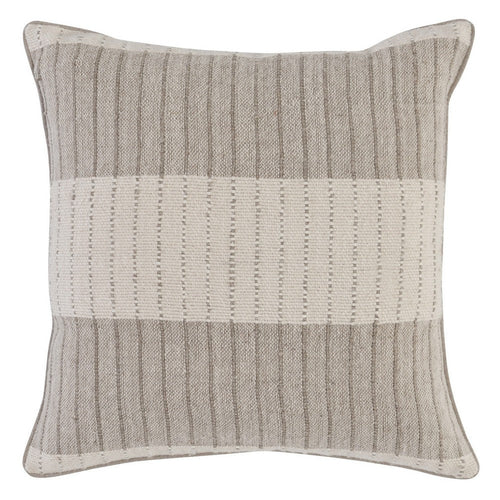 Soft Fabric Accent Throw Pillow | 22 x 22 | Woven Striped Design | Brown Beige