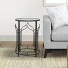 Modern Side Table Set | 23" | Glass Top | Geometric Design | Set of 2 | Black