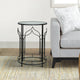 Modern Side Table Set | 23" | Glass Top | Geometric Design | Set of 2 | Black