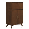 Ian 51 Inch 2 Door Bar Cabinet, 1 Drop Down Door, Wine Rack, Walnut Brown