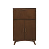 Ian 51 Inch 2 Door Bar Cabinet, 1 Drop Down Door, Wine Rack, Walnut Brown