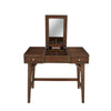 Ian 36 Inch 2 Drawer Vanity Desk, Flip Up Mirror, Mahogany, Walnut Brown