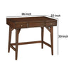 Ian 36 Inch 2 Drawer Vanity Desk, Flip Up Mirror, Mahogany, Walnut Brown