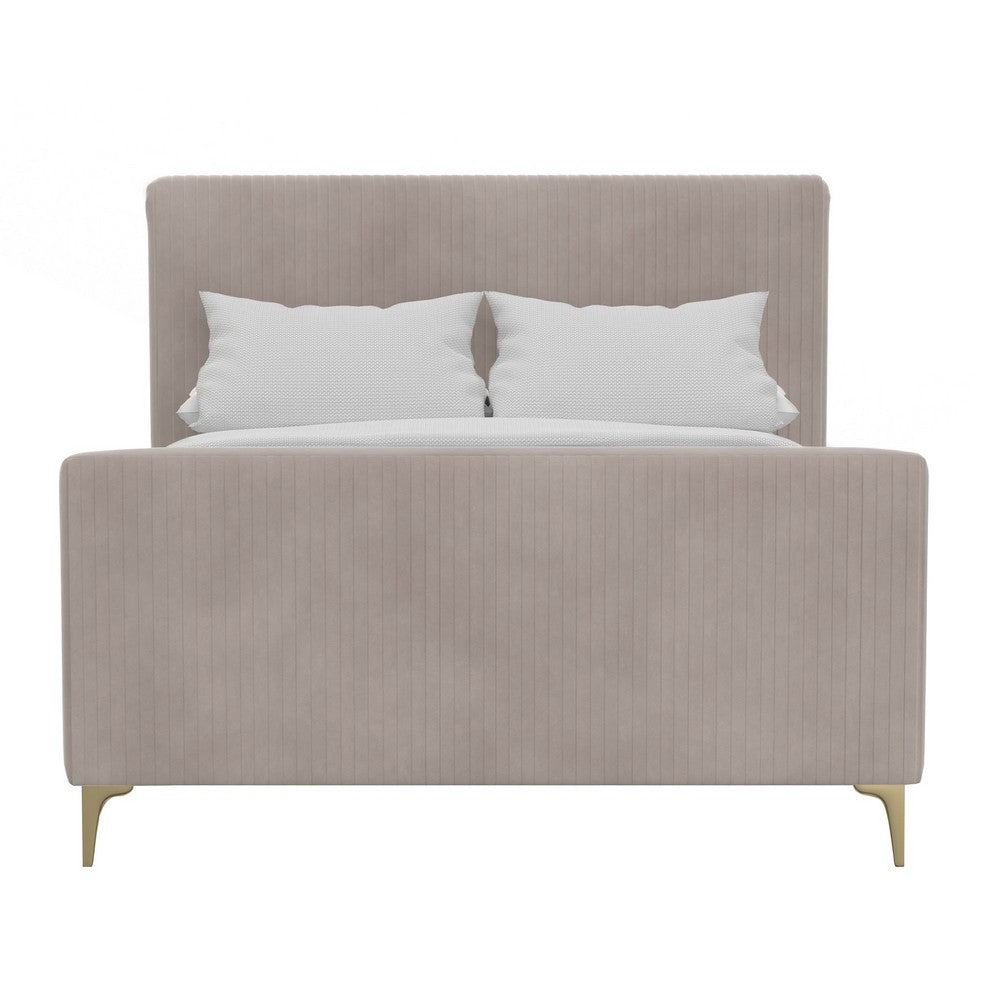 Sia California King Platform Bed, Vertical Channel Stitched, Light Gray