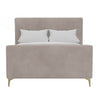 Sia King Size Platform Bed, Vertical Channel Stitched Light Gray Polyester