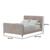 Sia Full Size Platform Bed, Vertical Channel Stitched, Light Gray Polyester