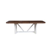 Dan 96 Inch Large Dining Table, Removable Leaf, Pine Wood, Brown, White