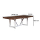 Dan 96 Inch Large Dining Table, Removable Leaf, Pine Wood, Brown, White
