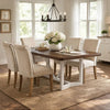 Dan 96 Inch Large Dining Table, Removable Leaf, Pine Wood, Brown, White