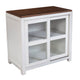 Dan 37 Inch Accent Storage Cabinet, Window Pane Sliding Door, Brown, White