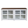 Dan 68 Inch Sideboard Storage Cabinet, Window Sliding Doors, Brown, White