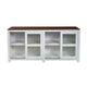 Dan 68 Inch Sideboard Storage Cabinet, Window Sliding Doors, Brown, White