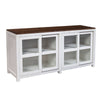 Dan 68 Inch Sideboard Storage Cabinet, Window Sliding Doors, Brown, White