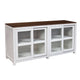 Dan 68 Inch Sideboard Storage Cabinet, Window Sliding Doors, Brown, White