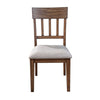 Dan 25 Inch Dining Side Chair, Slatted Back, Gray Cushion, Set of 2, Brown