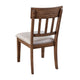 Dan 25 Inch Dining Side Chair, Slatted Back, Gray Cushion, Set of 2, Brown