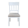 Dan 25 Inch Dining Side Chair, Slatted Back, Gray Cushion, Set of 2, White