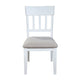 Dan 25 Inch Dining Side Chair, Slatted Back, Gray Cushion, Set of 2, White