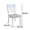 Dan 25 Inch Dining Side Chair, Slatted Back, Gray Cushion, Set of 2, White